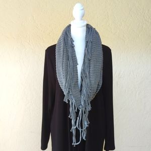 Quagga Green Label Gray Chunky Knit Fringed Eternity - Infinity Scarf
